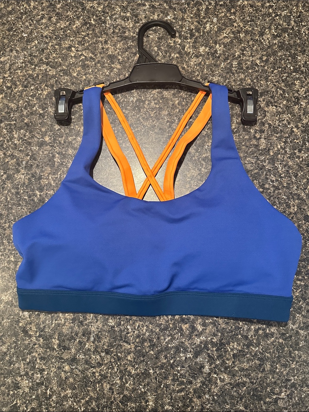Royal Blue Sports Bra with Orange Strappy Back - Women Intimates
